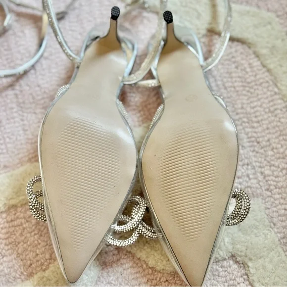 🪩 BRAND NEW VIRAL DIAMOND RHINESTONE GLAM BOW ANKLE WRAP WEDDING BRIDE HEEL - Picture 7 of 8